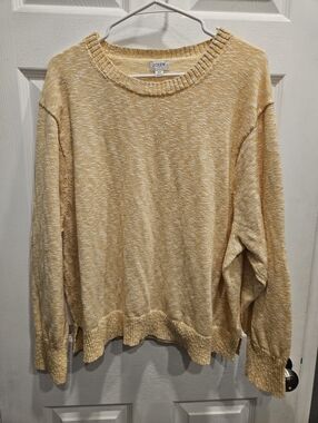 J.Crew Women's Plus Size 3X Yellow Crewneck Beach Coastal Pullover Light Sweater